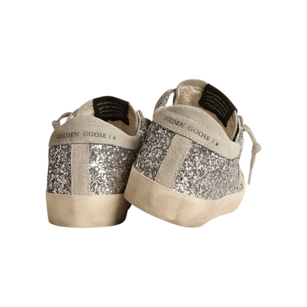 Golden Goose Super-Star Super-Star in silver glitter with ice-gray suede star(Women's)
