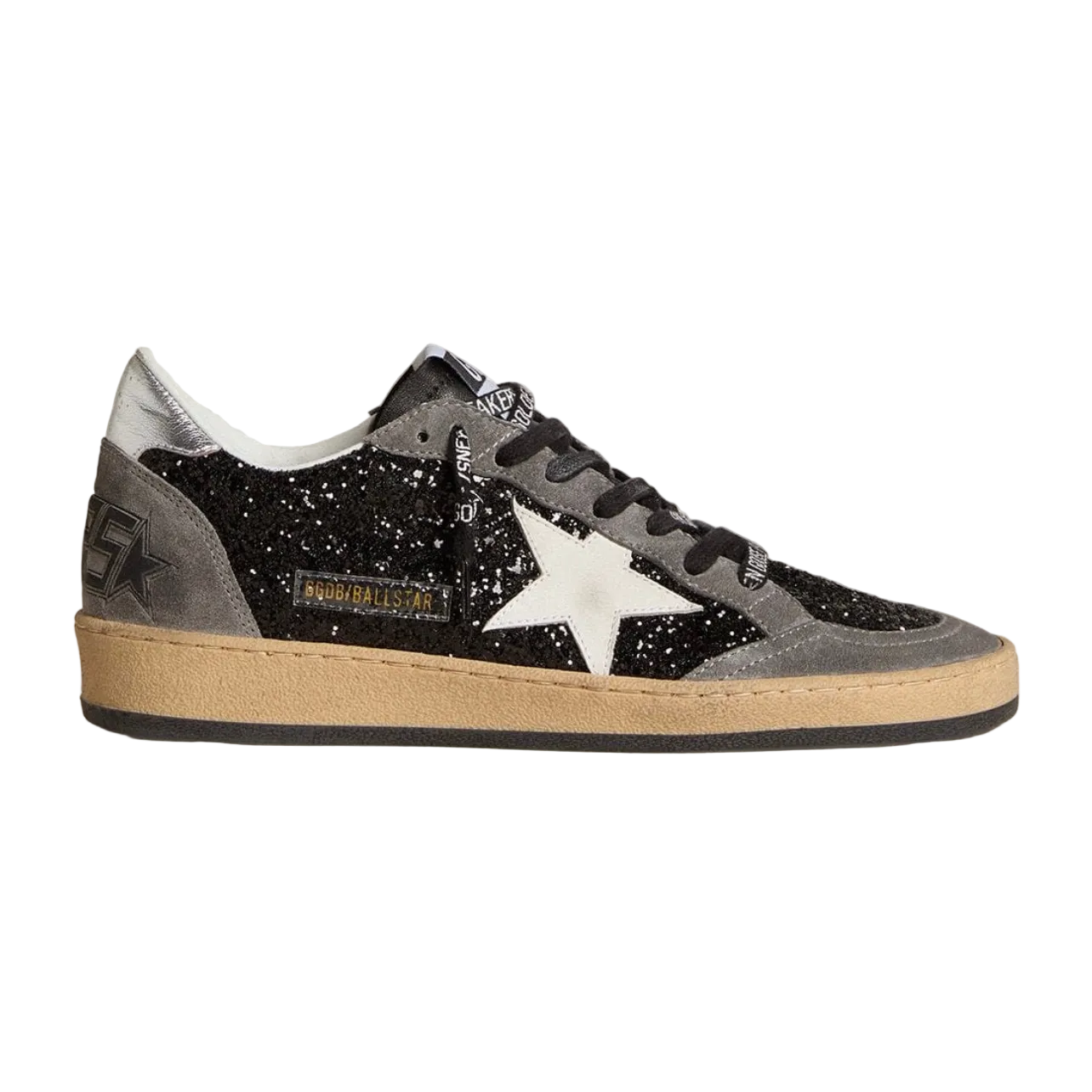 Golden Goose Ball Star in glitter with leather star and metallic leather heel tab(Women's)