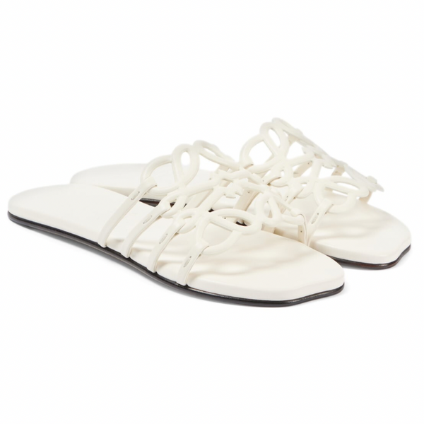 LOEWE Petal Anagram slide in soft calfskin white