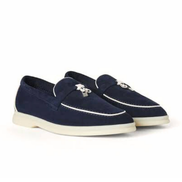 Loro piana Summer Charms Walk Loafer Suede Navy Blue