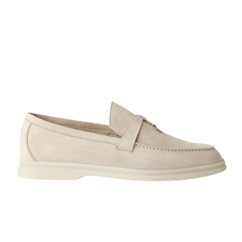 Loro piana Beige Suede Summer Walk Slip on Loafers
