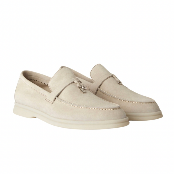 Loro piana Beige Suede Summer Walk Slip on Loafers