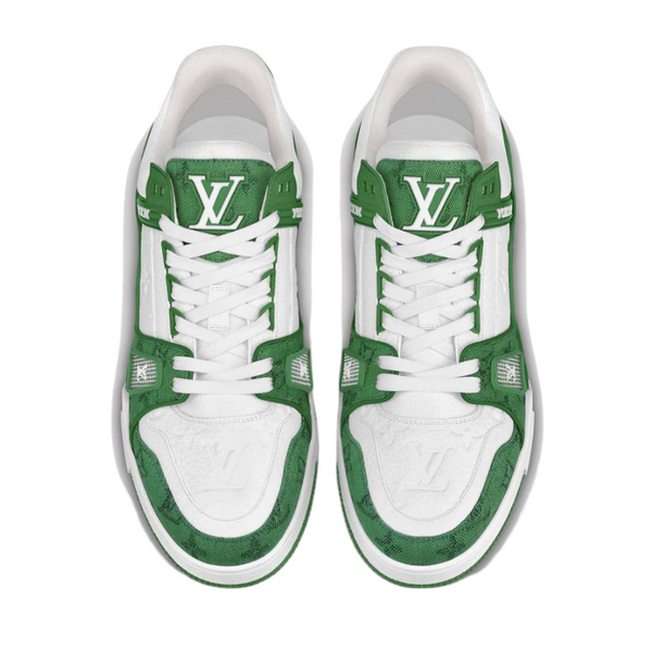 Louis Vuitton Trainer Green Monogram Denim White