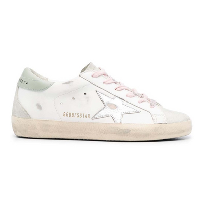 Golden Goose Super-Star Leather Sneakers – White Silver Aqua