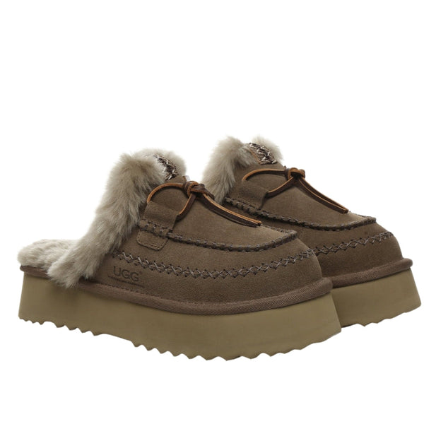 UGG Santana Stitch Platform Scuffs Slippers